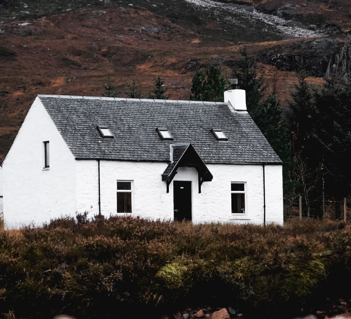White home property in Scotland highlands